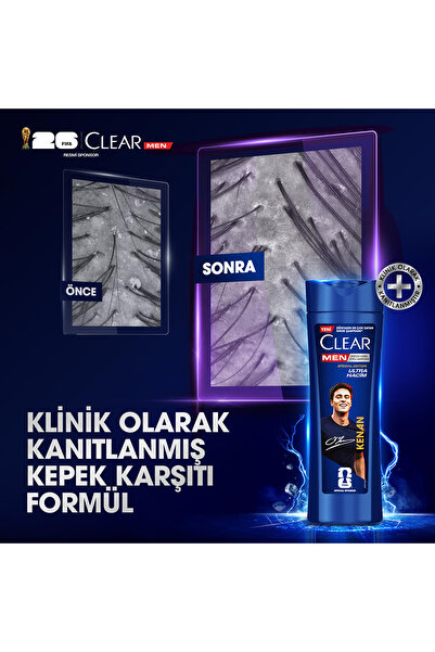Clear Men Kepeğe Karşı Etkili Şampuan Kenan Yıldız Ultra Hacim 350 ml x4