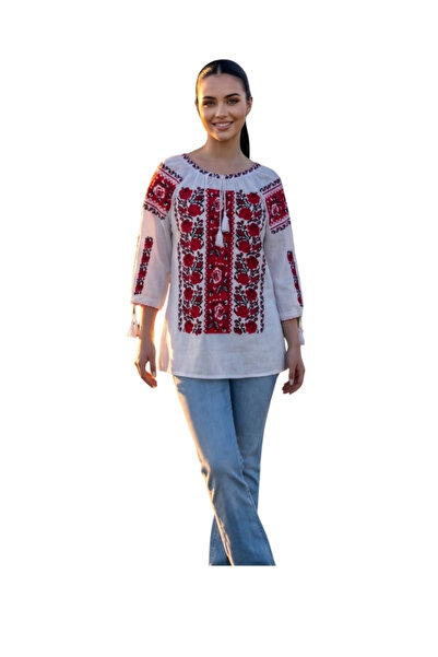 rody's forever Bluză de damă DF alb/portocaliu, mărimea 3XL