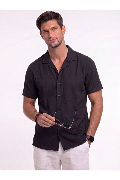 Levantino Men’s Solid Short Sleeve Resort Collar Shirt
