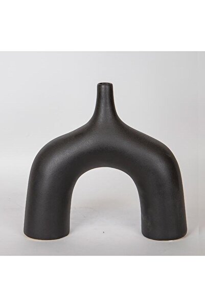 EUROLAMP Ceramic Black Vase 34 x 10 x 33 cm