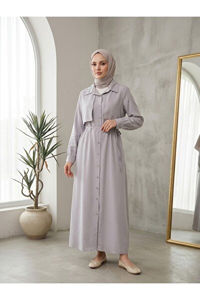 Foremia Aller Detailed Patched Dress-Grey