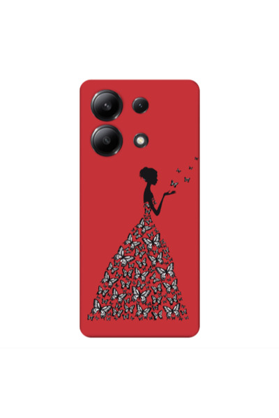 Other Xiaomi Redmi Note 13 4G Butterfly Girl Red Colored Silicone TPU Θήκη