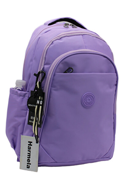 Harmela Unisex Water Resistant Fabric Daily Backpack Lilac Color School Backp...