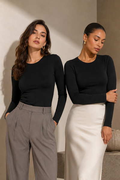 Loule Women's 2-Piece Cotton & Modal Crew Neck Long Sleeve Basic Undershirt -...