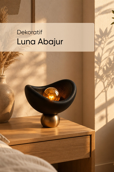 Jusel Luna Abajur - Dekoratif Masa Lambası - 20x25 cm - PLA Malzeme - Yatak O...