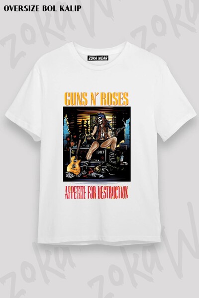 ZOKAWEAR Unisex Loose Fit Guns N Roses V15 Printed T-Shirt