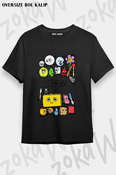 ZOKAWEAR تي شيرت مطبوع بتصميم BFDI v2 فضفاض للجنسين