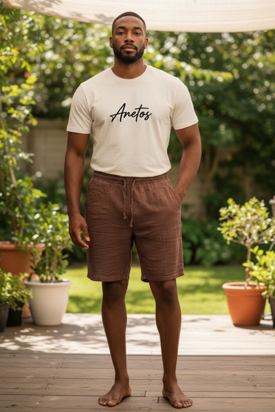 Anetos Brown Muslin Fabric Summer Sweat-Repellent Cotton Unisex Sort