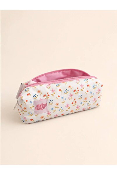 girlsybags Sarı Çiçekli Tek Gözlü Kalemlik Sıvı Geçirmez Yıkanabilir Fermuarl...