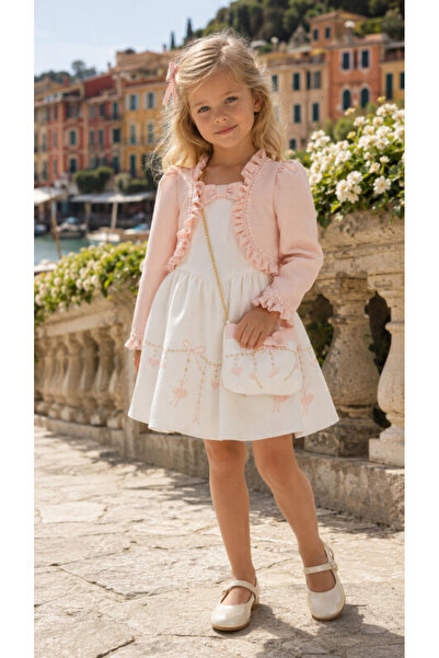 Pamina Girls' Evening Dress Ballerina Embroidered Dress and Bag Set with Bole...