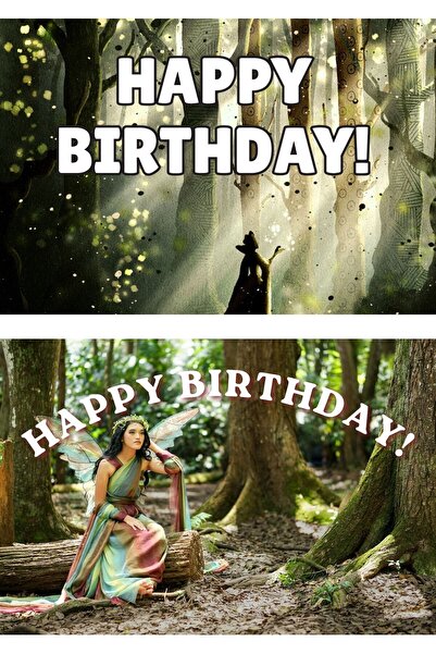 OEM Set 2 Felicitări Happy Birthday Forest Fairy, Tematică Zână Pădurii, Cart...