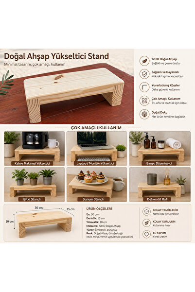 ustawood Ahşap Çok Amaçlı Stand | Kesim Tahtası Standı | Kahve Makinesi Yükse...