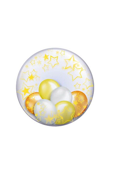 MP Mirific Party Balon bobo transparent cu 6 baloane, stele, alb și galben
