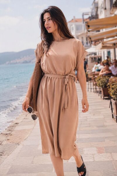 armonika Women's Mink Elastic Waist Tie Dress Arm-26Y001122