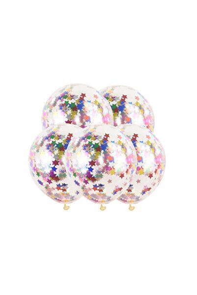 MP Mirific Party Set de 5 baloane transparente cu confetti în formă de stea, ...