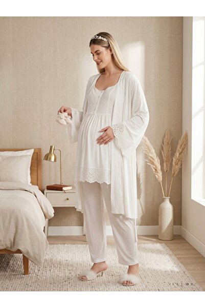Lohusa Homewear New Season Ecru Summer Scallop Linen Detailed Special Design ...
