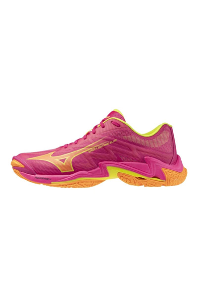MIZUNO حذاء كرة الطائرة Wave Lightning Elite للجنسين باللون الوردي / الأصفر