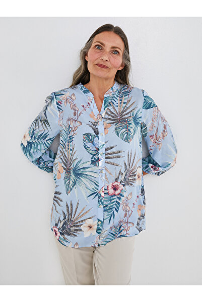 LC Waikiki Cămașă de damă din viscoză, cu guler cu volane și imprimeu floral