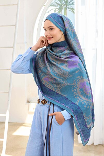 Silk Home Urban Hours Flower Blue Mayda Shawl