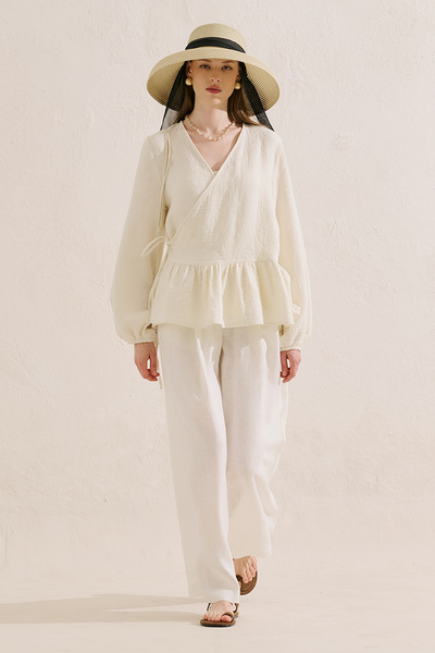 Manuka Jakarli Muslin Double-Breasted Blouse Ecru