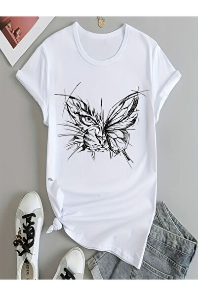 COZYWEAR Artistic Printed White Oversize T-Shirt