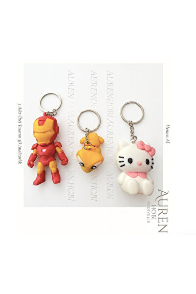 Auren Anahtarlık İron Man,Kuromi 3'lü Set