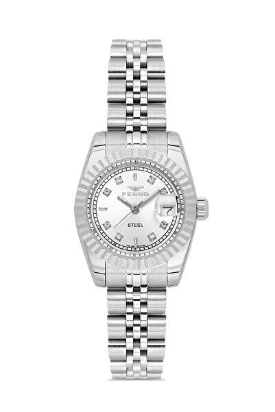 FERRO Silver Steel Case Steel Cord Women Wristwatch Fl21790A-A Waterproof 2 Y...