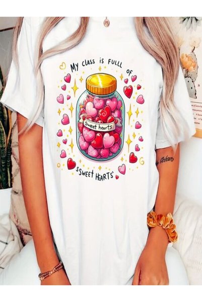 vorena Sweet Hearts Printed Oversize T-Shirt