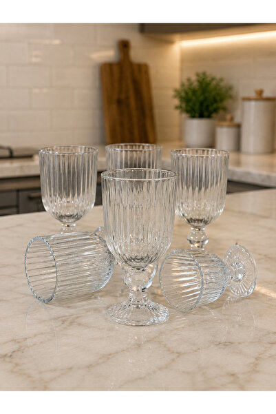 zaTen Pazar Siraz Long Footed Coffee Side Cup Set of 6 Glass Cups 10.5 cm Tra...