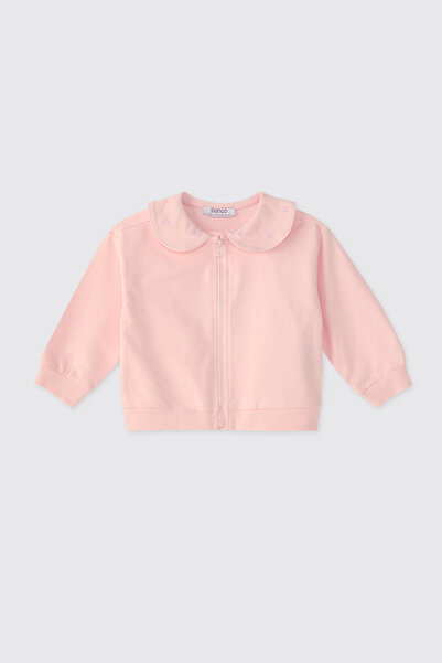 Panço Baby Girl Zippered Pink Sweatshirt