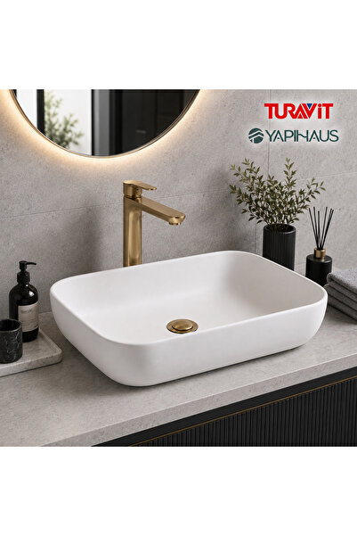 Turavit Loft Çanak Beyaz Dikdörtgen Deliksiz Lavabo 40x60 cm LFT0707