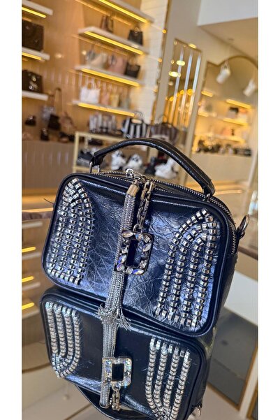 DUYGUSHOESBAG حقيبة نسائية مستوردة مزينة بالمسامير وقسمين وحزام طويل 27061