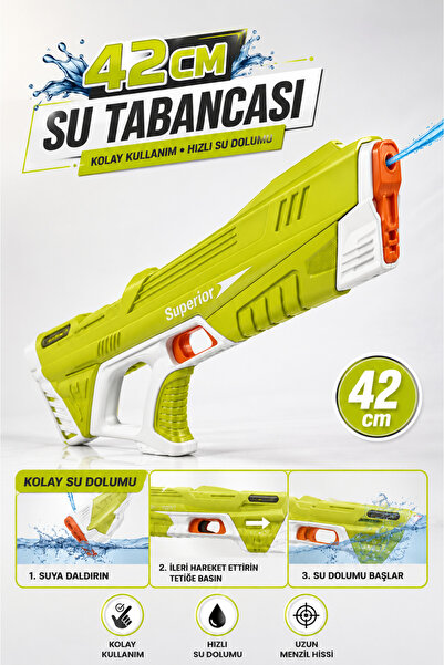 YILDIRIM OYUNCAK Şarjlı Güçlü Atışlı Su Tabancası 42cm – 280ML Uzun Menzilli ...