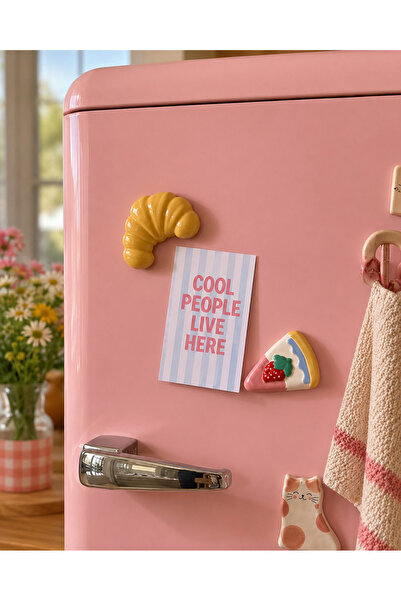 LORİCA Kruvasan ve Cheesecake Magnet Seti – Renkli Mutfak Dekoru, Dopamin Dek...