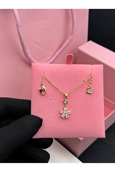 Generic Elegant Gold Necklace with a Sparkling Flower and Charming Butterfly ...