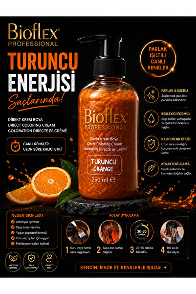 Bioflex Natural Hair Color Geçici renkli Amonyaksız turuncu renkli saç boysı