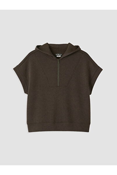 LC Waikiki Khaki Hooded Soft Touch Women's Sports Sweatshirt