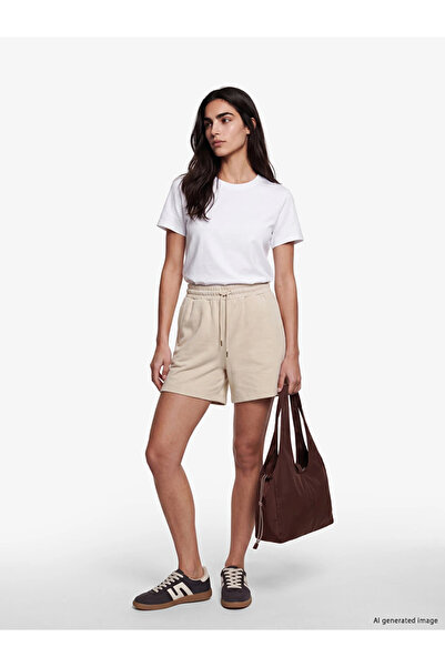 LC Waikiki Beige Elastic Waist Women's Shorts