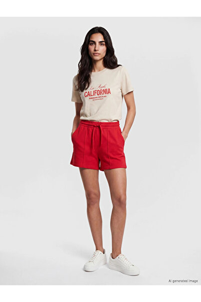 LC Waikiki Red Women's Shorts with Elastic Waistband
