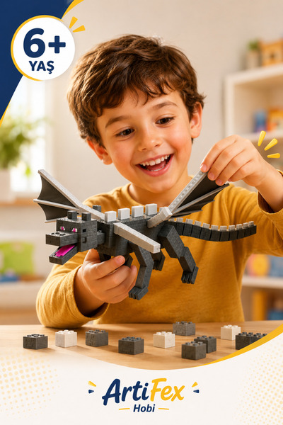 ArtiFex Hobi Ender Dragon Figürü | Hareketli Kanatlı Minecraft Ejderha Oyunca...
