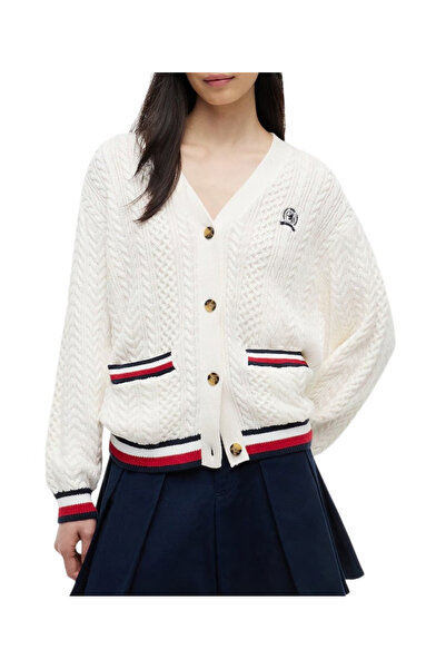 Tommy Hilfiger Γυναικεία Ζακέτα Λευκή Tommy Jeans DW0DW22934-YBH