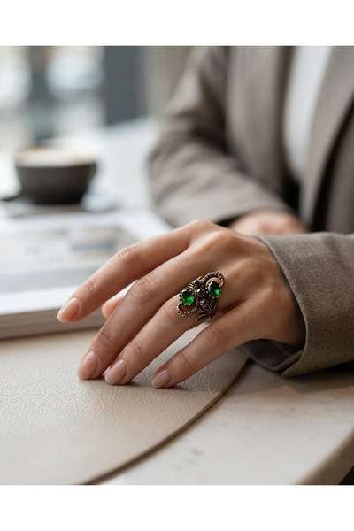 Dorvina Bronze Women's Ring Authentic Copper Jewelry Green Stone Endless Ivy ...