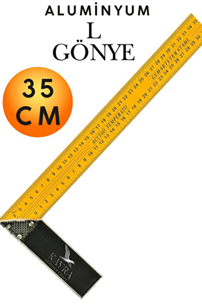 KAYRA LEATHER CRAFT Alüminyum L Gönye Sarı Gönye Cetvel 350 mm Marangoz Kayna...