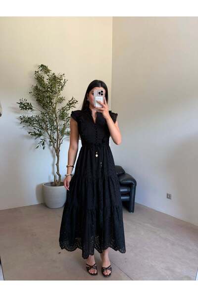 Bade Butik Black Embroidered Angel Dress