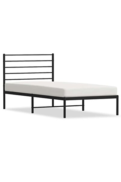 vidaxl Cadru de pat metalic cu tăblie, negru, 75x190 cm