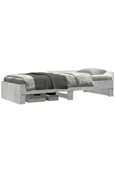 vidaxl Cadru de Pat cu Tăblie Gri Beton 80 x 200 cm Lemn prelucrat
