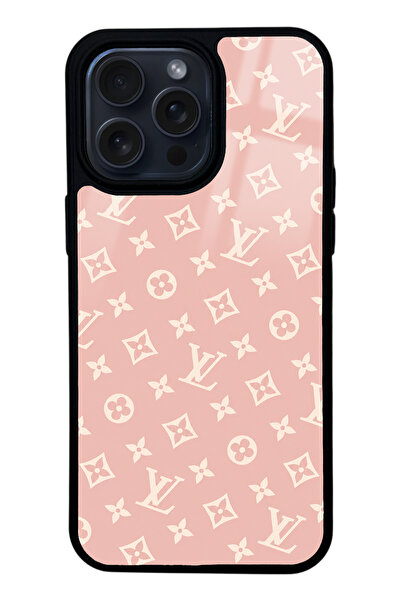 Spoyi iPhone 14 Pro Max Pink LV Tasarımlı Glossy Telefon Kılıfı