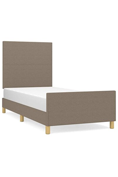 vidaxl Cadru de pat fără saltea, gri taupe, 100x200 cm, textil