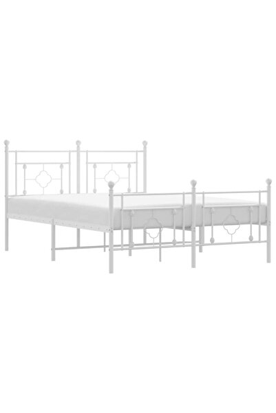 vidaxl Cadru de pat metalic cu tăblie, alb, 135x190 cm