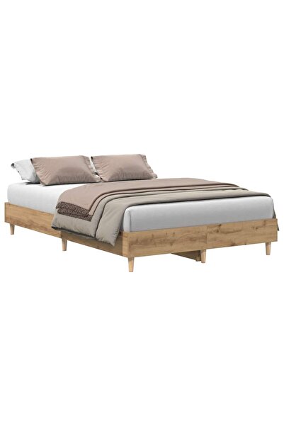 vidaxl Cadru pat fără saltea Stejar Artisan 120x190 cm Lemn prelucrat